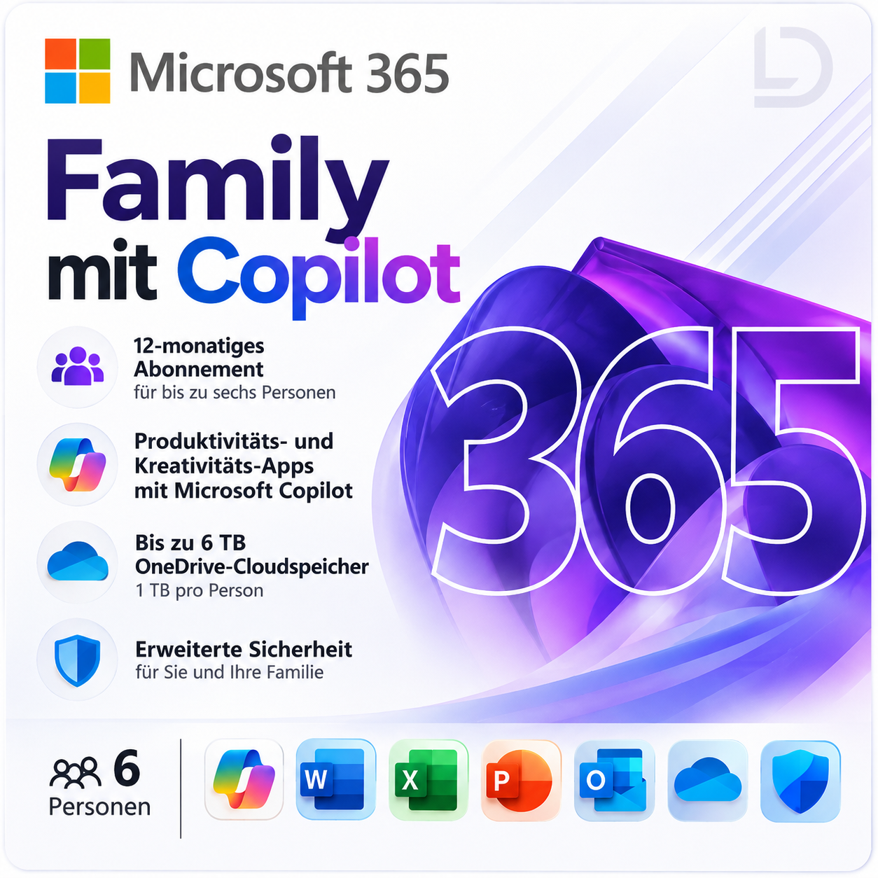 Microsoft 365 Family | Hasta 6 personas | Aplicaciones premium y almacenamiento en la nube | Suscripción de 1 año | PC, Mac, iOS y Android