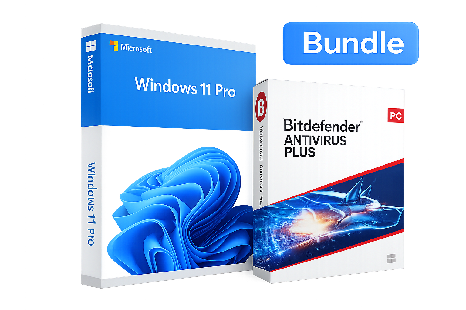 Microsoft Windows 11 Pro y Bitdefender Antivirus Plus 2026: paquete de alto rendimiento