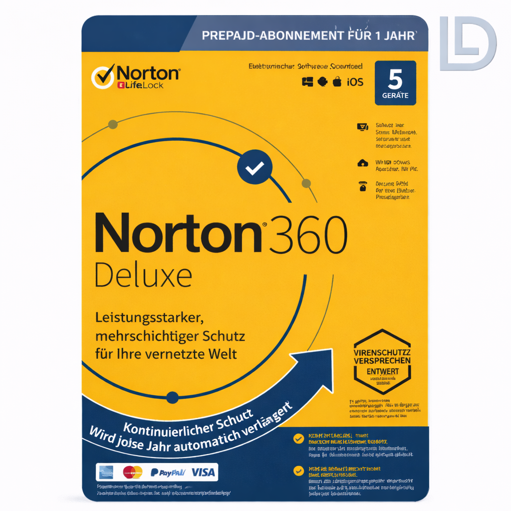 Norton 360 Deluxe para 5 dispositivos, 1 año + 50 GB