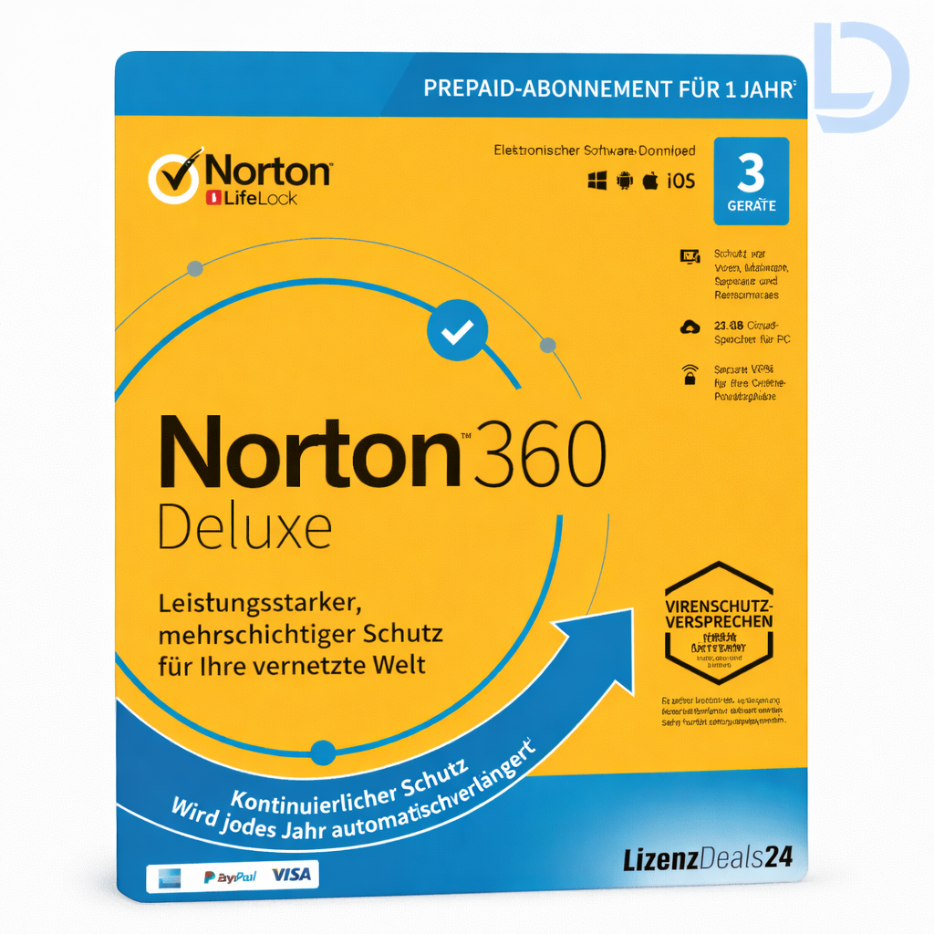 Norton 360 Deluxe para 3 dispositivos, 1 año + 25 GB 