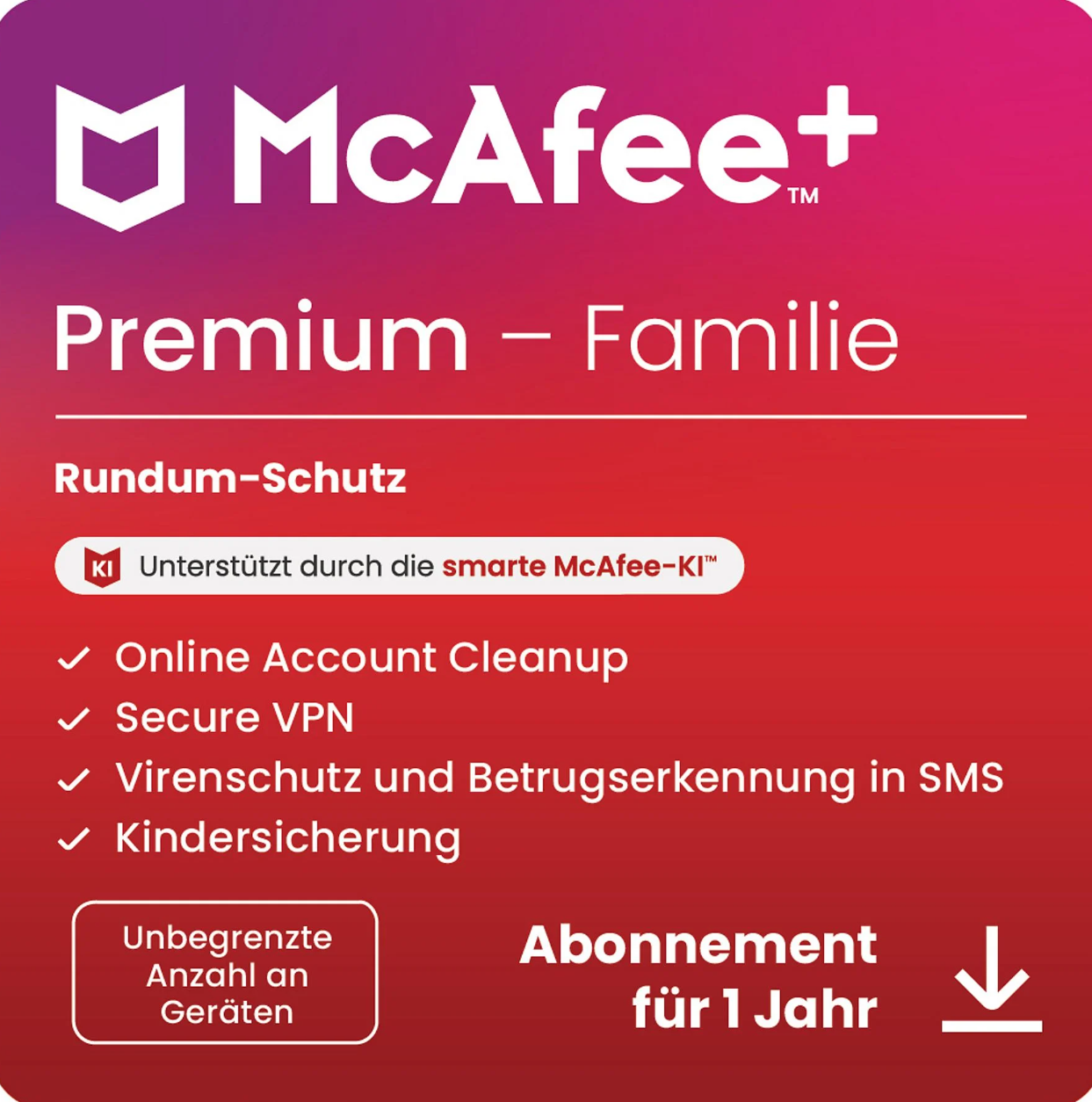 McAfee+ Premium Family 2025 – Número ilimitado de dispositivos | Duración: 1 año