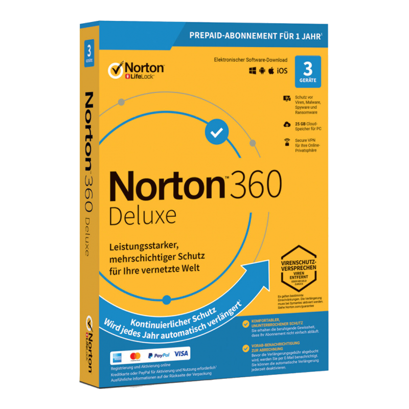 Norton 360 Deluxe para 3 dispositivos, 1 año + 25 GB 